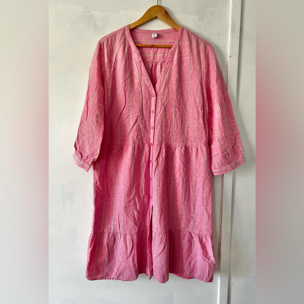 Pink Striped Button-Down Dress
